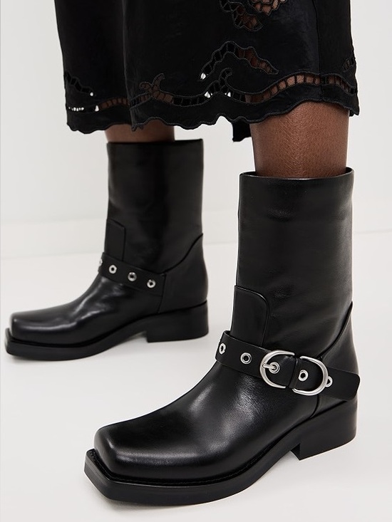 rag & bone Shoes - Rag & Bone Jax Black Leather Square Toe Chunky Moto Buckle Boots, NWOB Sz 39.5/9